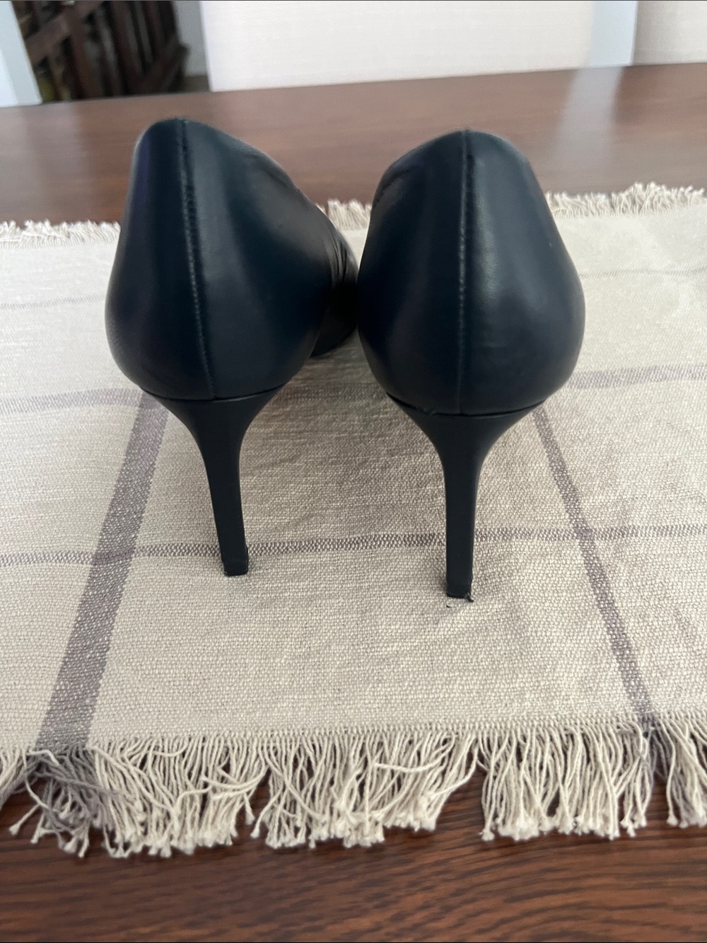 Zara Navy Pointed Toe Leather Pumps - Picture 7 of 14